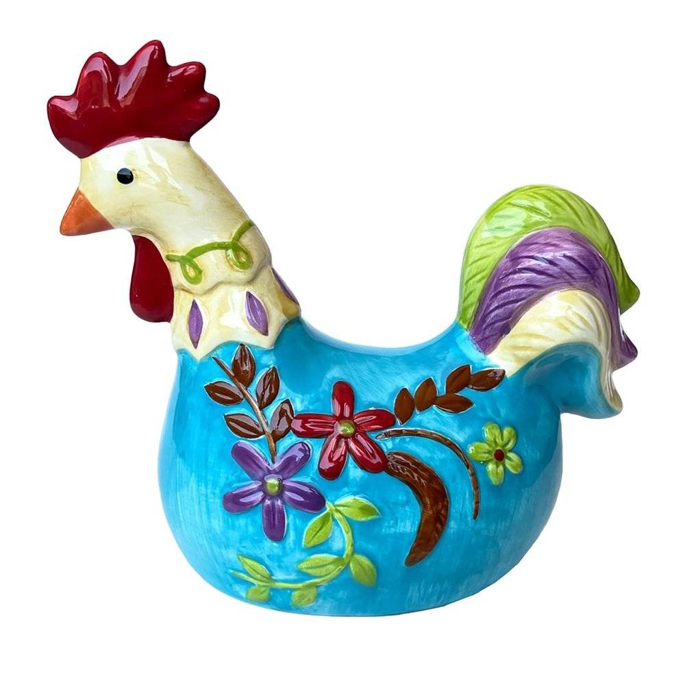 Apropos Colorful Hand-Painted Ceramic Chicken Rooster, Kitchen, Farmhouse Décor